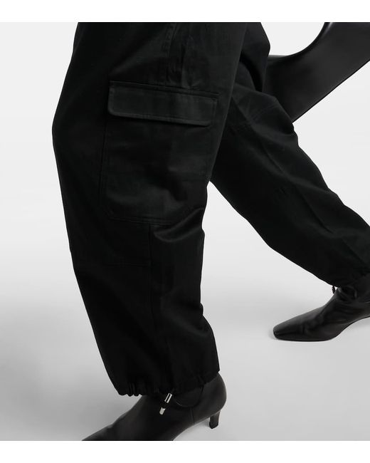Pantaloni cargo in cotone a vita media di Totême  in Black