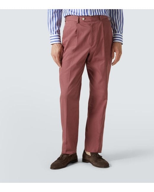 Dunhill Red Cotton Straight Pants for men