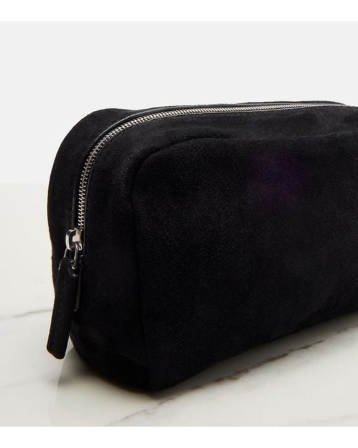 The Row Black Astra Small Suede Pouch