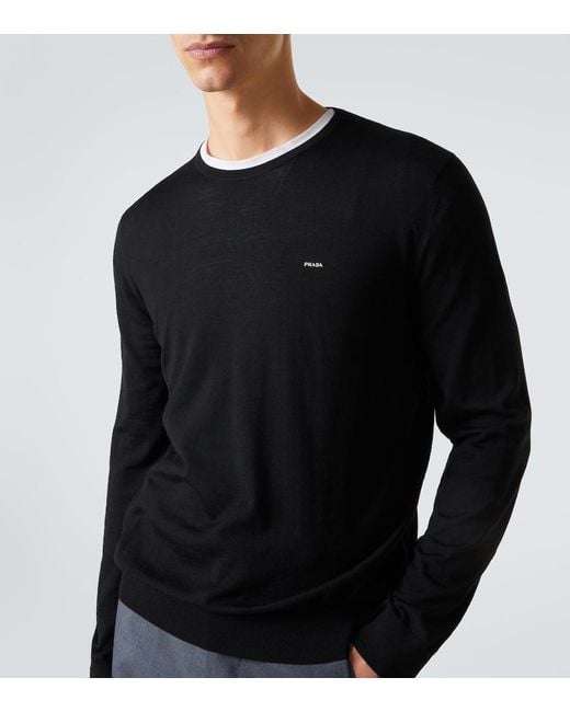 Prada Black Virgin Wool Sweater for men
