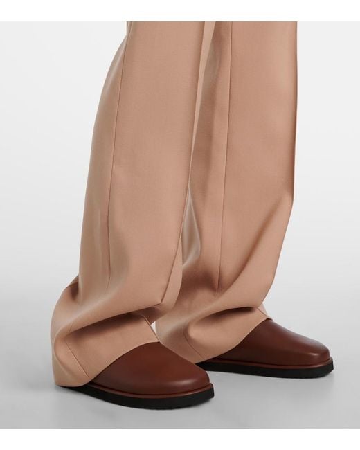 Chloé Natural High-Rise Wool Straight Pants