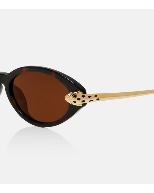 Cartier Brown Panthere De Cartier Oval Sunglasses