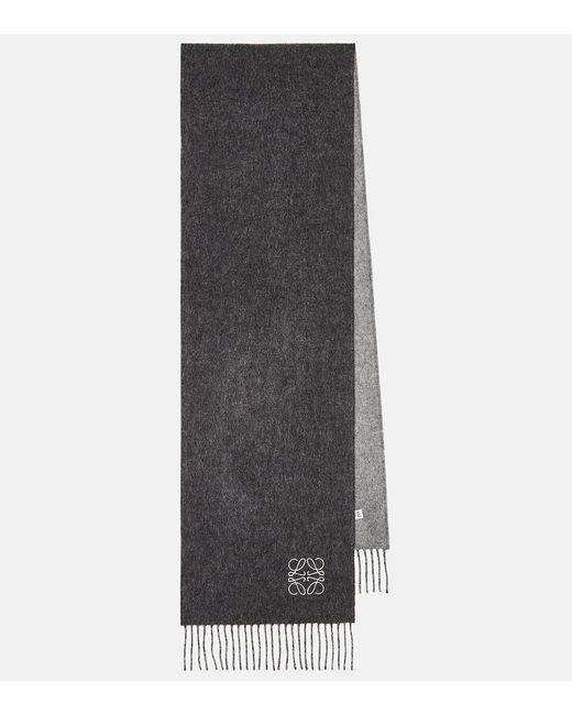 Loewe Gray Anagram Wool And Cashmere Scarf