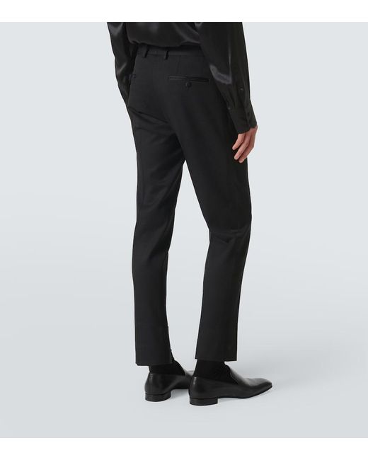 Dolce & Gabbana Black Wool-Blend Gabardine Tuxedo Pants for men