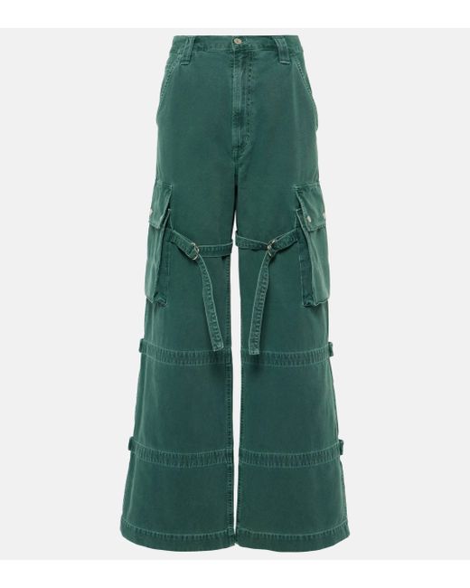 Agolde Green Vivian Strap Mid-rise Wide-leg Jeans