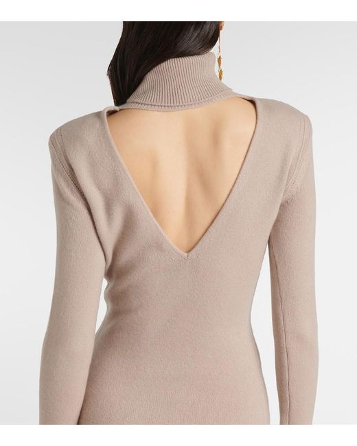 Tom Ford Natural Cashmere Turtleneck Gown