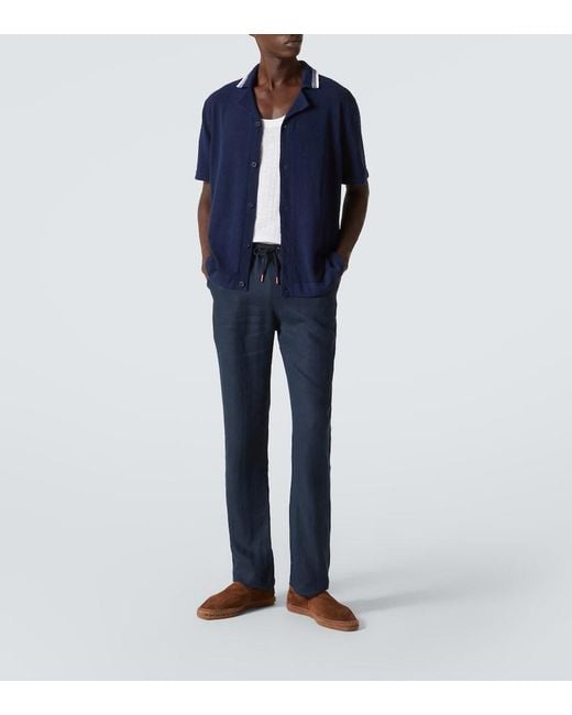 Orlebar Brown Blue Tiernan Cotton-Blend Boucle Shirt for men