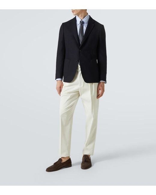 Zegna Blue Single-Breasted Wool Blazer for men