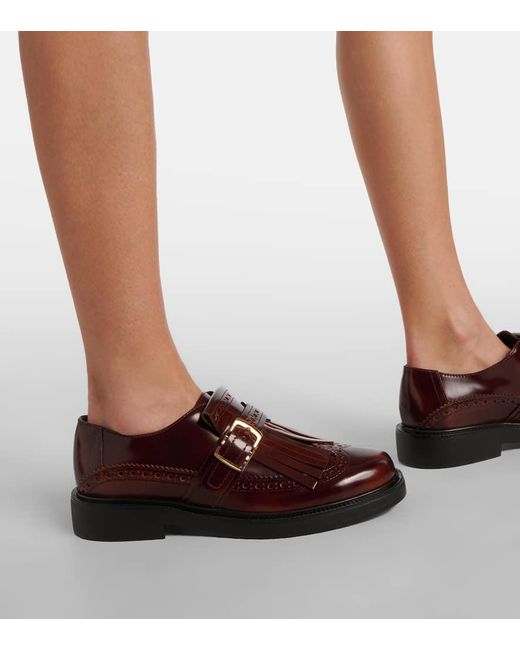 Tod's Brown Leather Monk Strap Shoes