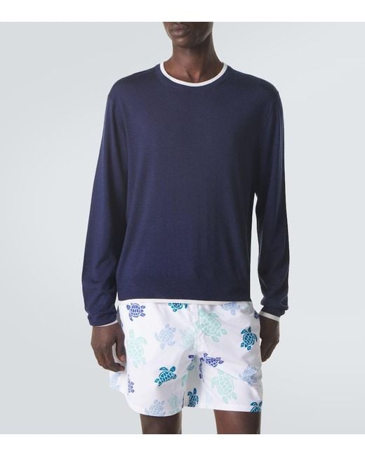 Vilebrequin Blue Cashmere, Wool And Silk Sweater for men