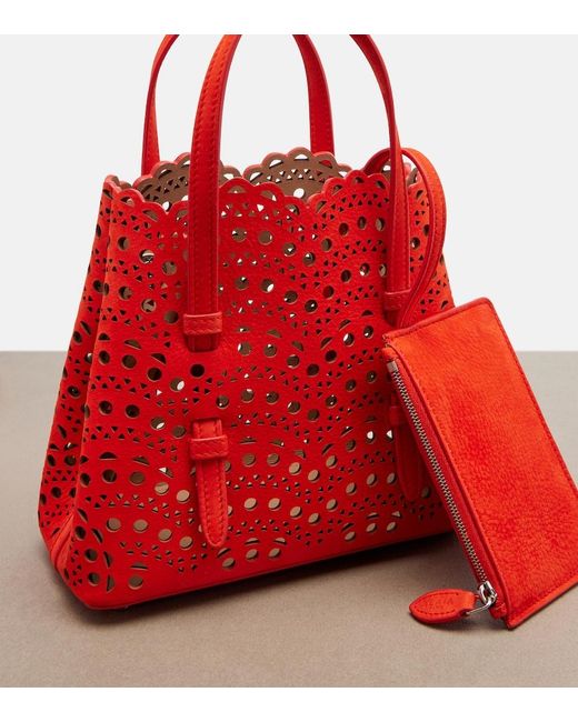 Alaïa Red Mina 20 Vienne Leather Tote Bag