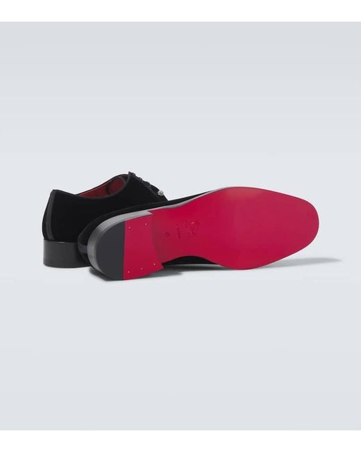 Christian Louboutin Black Chambeliss Velvet Derby Shoes for men