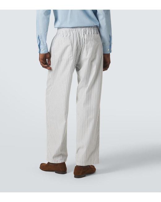 Umit Benan White Julian Striped Cotton Wide-Leg Pants for men