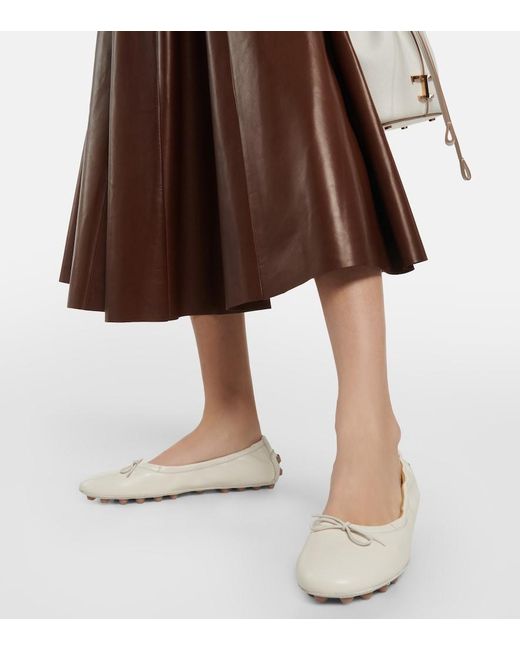 Tod's White Leather Ballet Flats