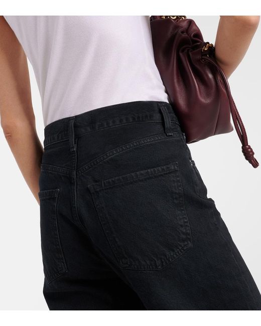 Jeans rectos cropped Ren de tiro alto Agolde de color Black