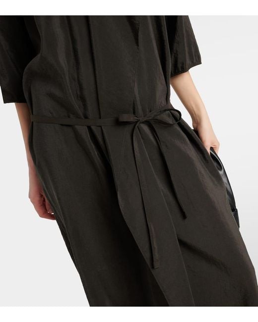 Lemaire Black Gathered Silk-blend Shirt Dress