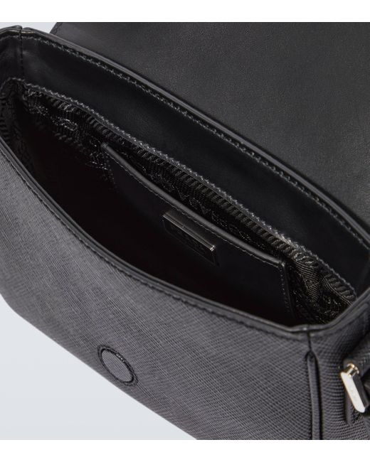 Prada Black Logo Saffiano Leather Shoulder Bag for men