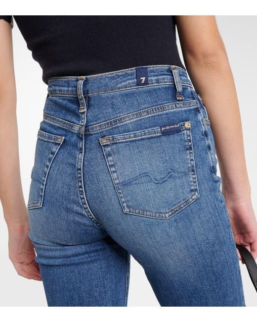 7 For All Mankind Blue High-Rise Flared Jeans Modern Dojo