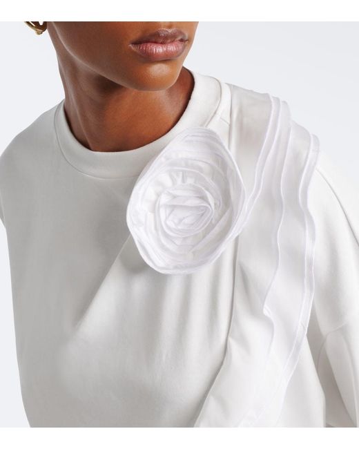 Max Mara White Floral-Applique Cotton Jersey T-Shirt