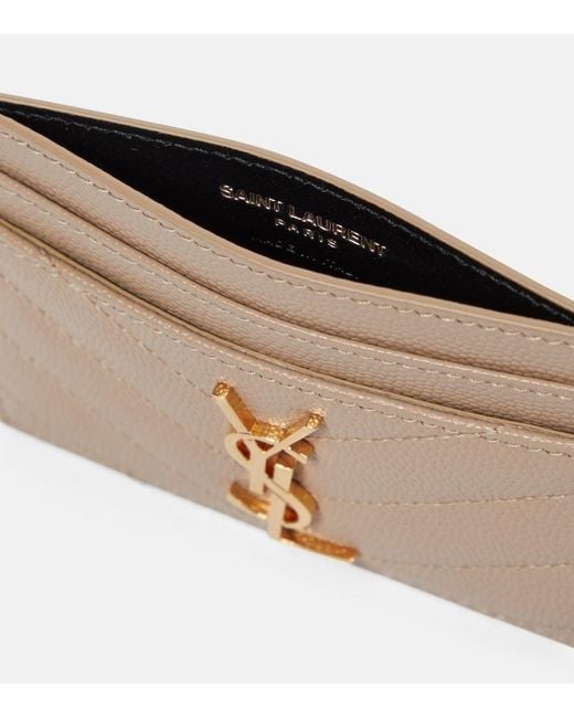 Saint Laurent Natural Monogram Leather Card Holder