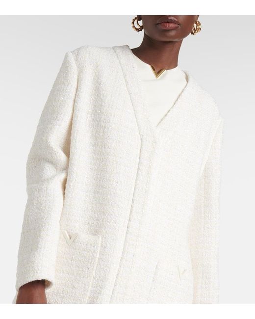 Valentino White Mantel aus Tweed