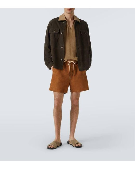 Frescobol Carioca Green Ravi Suede Overshirt for men