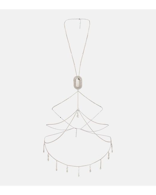 Rabanne White Crystal-Embellished Body Chain
