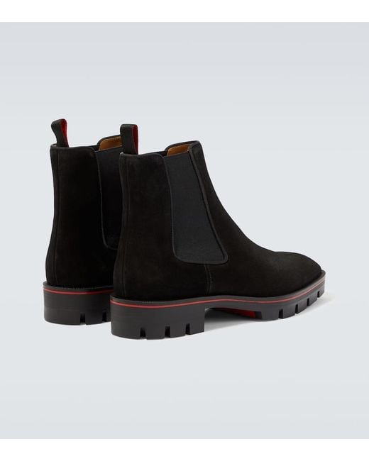 Christian Louboutin Black Alpinosol Suede Chelsea Boots for men