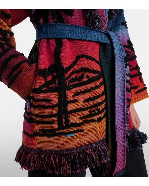 Alanui Red Sunset Stories Cashmere-Blend Cardigan