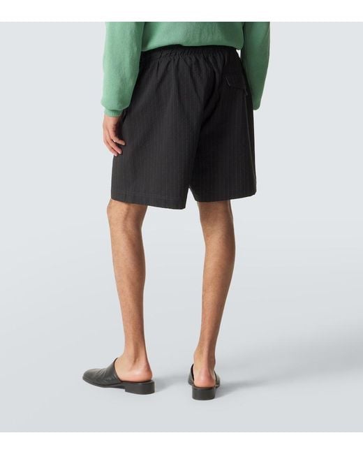 Studio Nicholson Black Starboard Striped Cotton And Wool Shorts for men