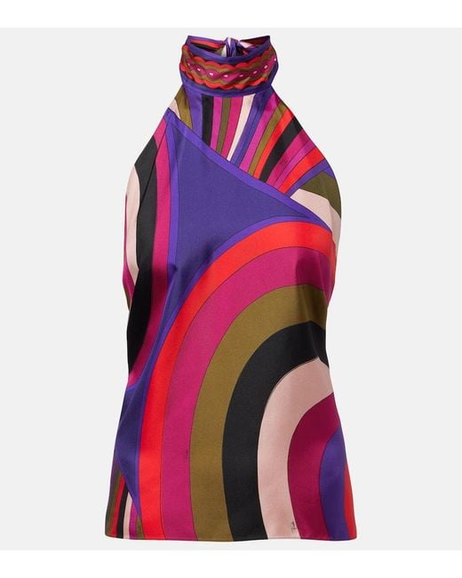 Top Iride De Saten De Seda Emilio Pucci de color Red