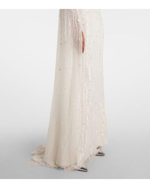 Jenny Packham White Bridal Chasina Sequined Gown