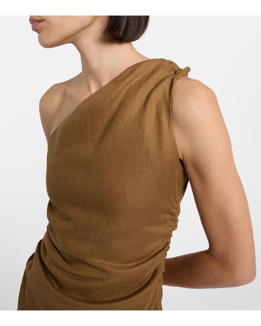 Faithfull The Brand Brown Marga Linen Minidress