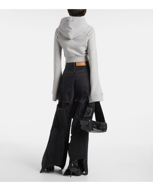 Vetements Gray Cropped-Hoodie Aus Jersey