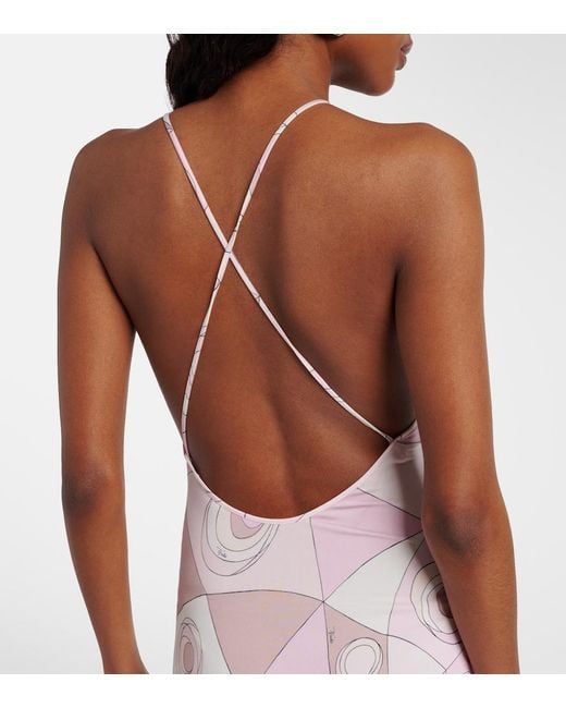 Emilio Pucci Pink Occhi Draped Satin Jersey Minidress