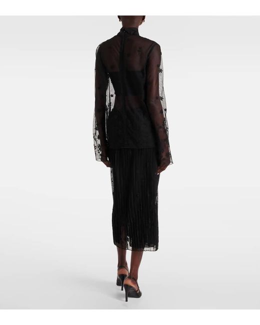 Totême  Gray Embroidered Tulle Blouse