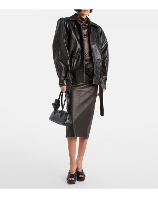 Magda Butrym Black Belted Leather Jacket