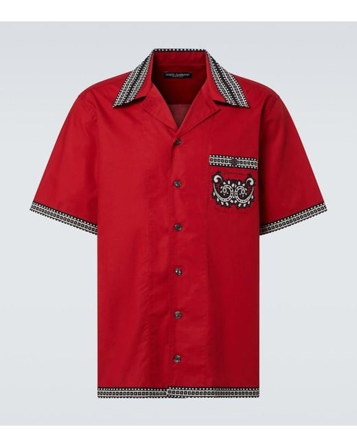 Dolce & Gabbana Red Shirt With Bandana Print On Front And Back for men