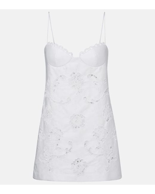 Vestido Bustier De Popelin Con Encaje Magda Butrym de color White