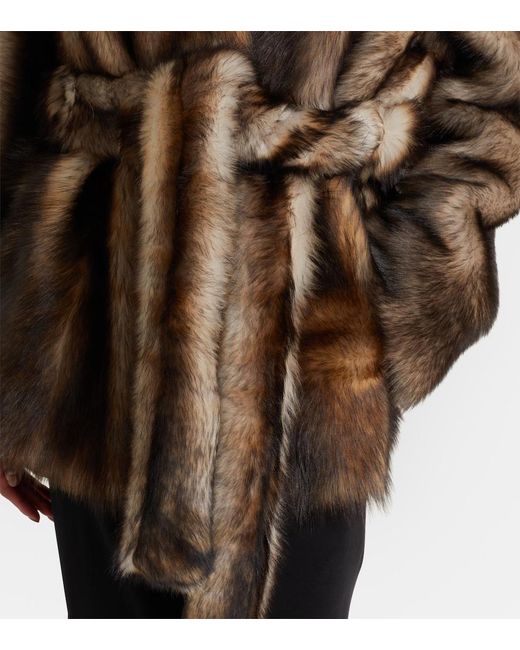 Nour Hammour Brown Elsa Shearling Wrap Jacket