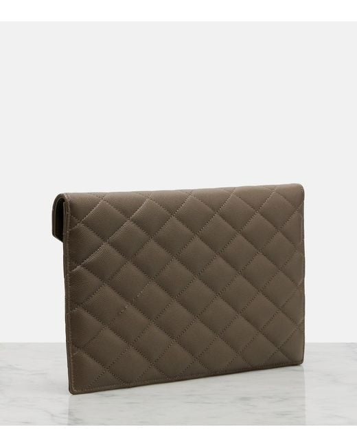 Saint Laurent Natural Paris Leather Clutch