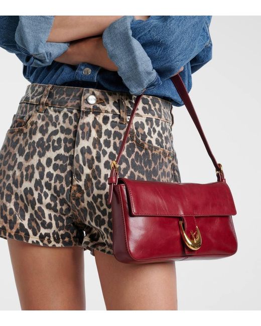 Staud Red Schultertasche Harlow Aus Leder