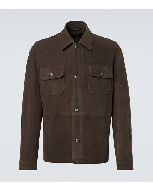 Frescobol Carioca Green Ravi Suede Overshirt for men