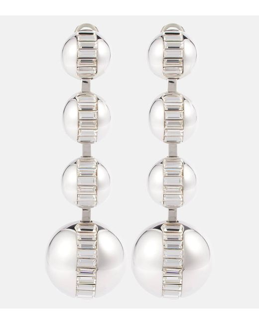 Saint Laurent White Oversized Embellished Clip-on Earrings