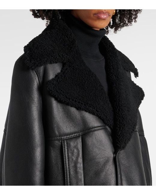 Victoria Beckham Black Leather And Shearling Jacket