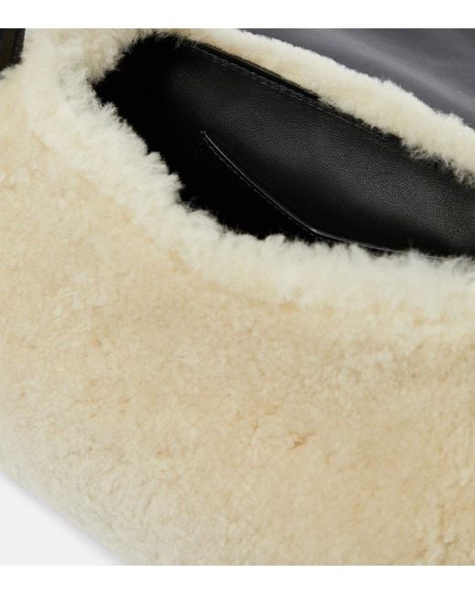 AMINA MUADDI Natural Gemini Small Shearling Shoulder Bag