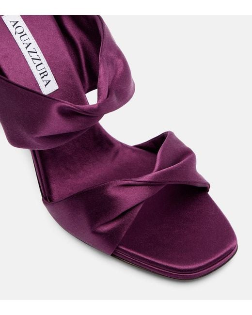 Aquazzura Purple Twist 95 Satin Mules