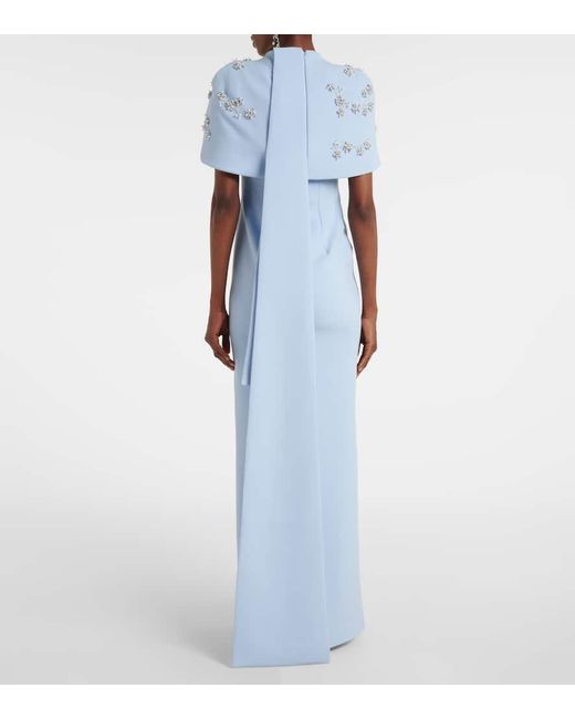 Safiyaa Blue Robe Mit Kristallen Und Zierperlen