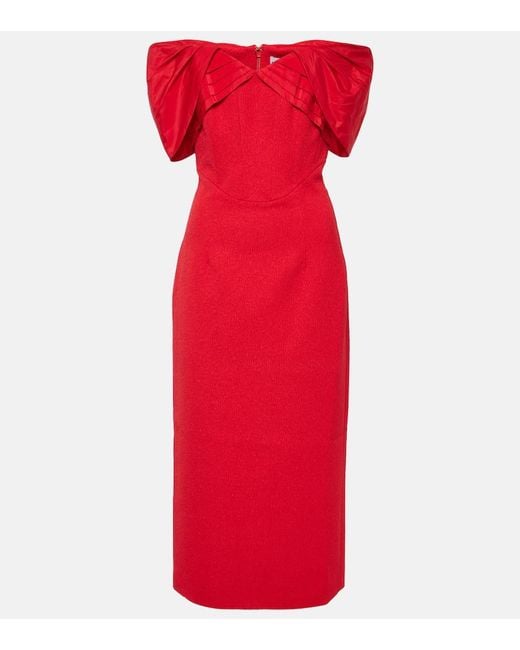 Rebecca Vallance Red Off-Shoulder-Midikleid Chiara Aus Crepe