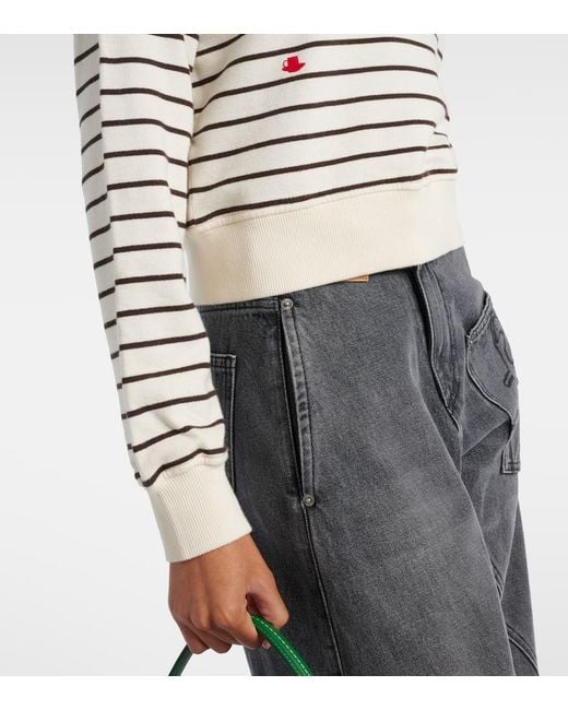 J.W. Anderson White Cropped Striped Cotton Polo Sweater